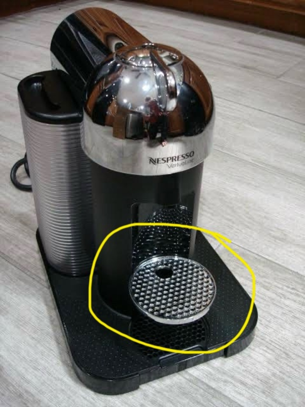 Chrome drip tray cover for the Nespresso Vertuo Espresso &Coffee Maker
